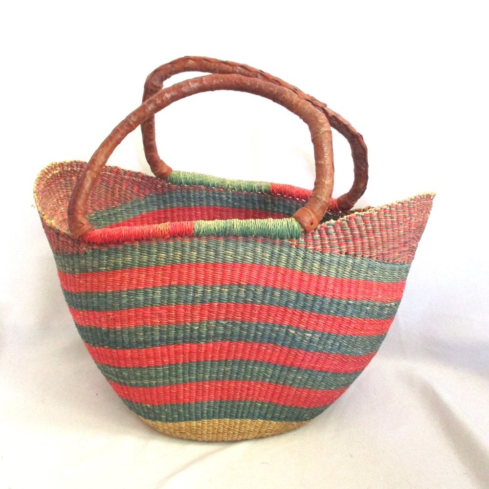 Tan and Pink Tote Bag with Sturdy Handles